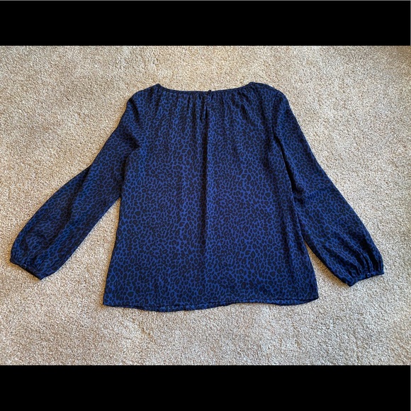 LOFT Black & Blue print blouse - Picture 2 of 5
